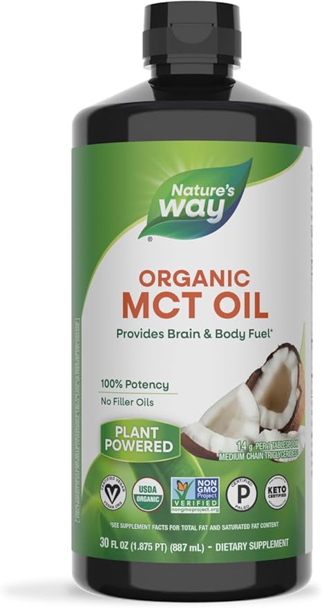#2 Nature’s Way Organic MCT Oil - Keto & Paleo Certified Brain & Body Fuel, 30 Fl Oz