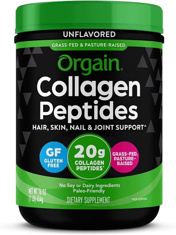 #4 Orgain Collagen Peptides Powder – 20g Grass-Fed Collagen for Skin, Hair, Nails & Joints, Keto & Paleo-Friendly