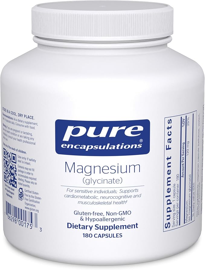 #7 Pure Encapsulations Magnesium Glycinate – Stress Relief, Sleep, Heart & Muscle Support, 180 Capsules