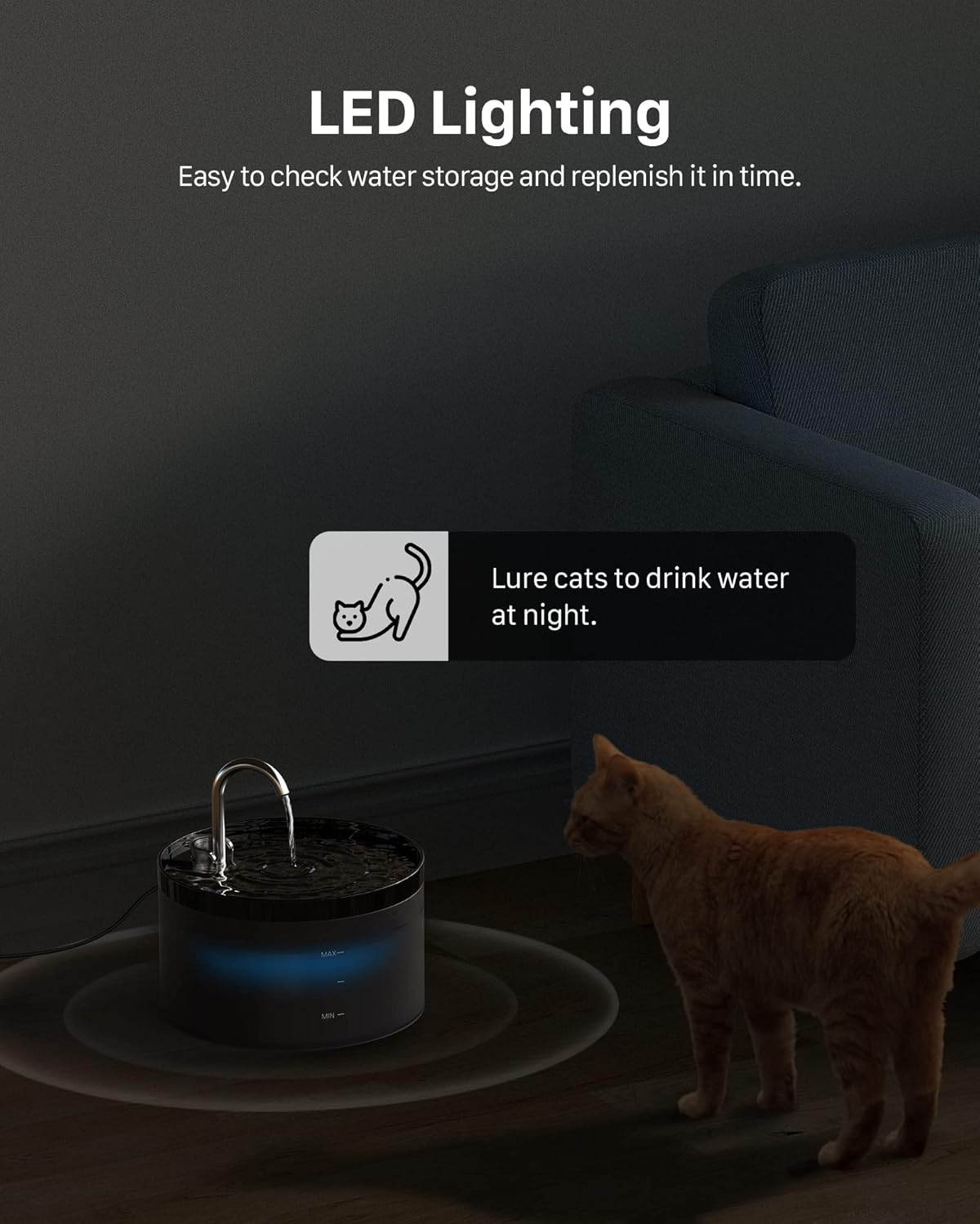 Built-in LED Light & Water Level Window