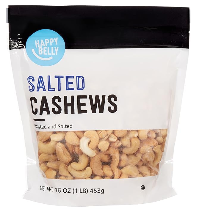 Happy Belly Roasted & Salted Cashews – Crunchy, Keto-Friendly, High-Protein Snack
