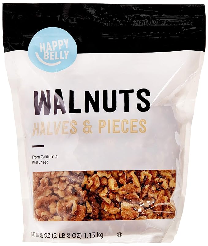 Happy Belly California Walnuts – 40oz, Halves & Pieces, Fresh & Keto-Friendly Snack