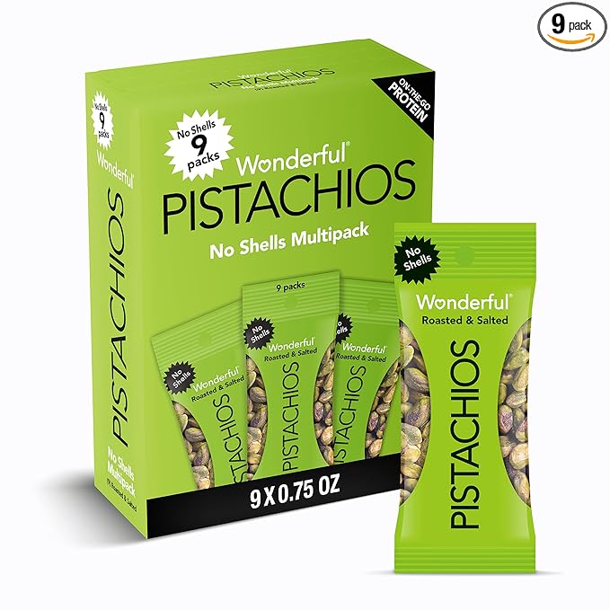 Wonderful Pistachios No Shells – Roasted & Salted, Keto-Friendly, High-Protein, Gluten-Free Snack