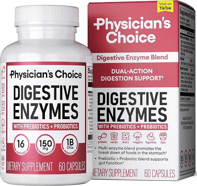 #5 Physician’s CHOICE Digestive Enzymes – Multi-Enzyme Formula with Probiotics & Prebiotics for Gut Health & Bloating Relief